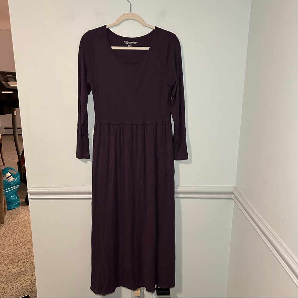 Soft Surroundings Socorro Purple Long Sleeve Maxi Dress Size Small Petite